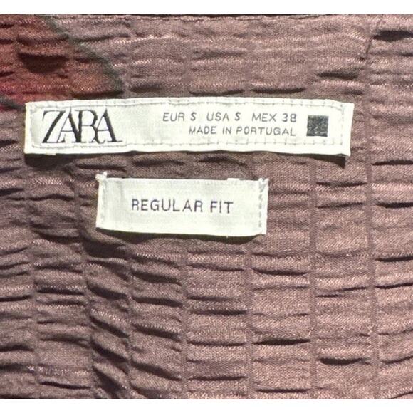 Zara Short Sleeve Shirt Men’s Size Small Artsy Lightweight Regular Fit Textured - Picture 6 of 7